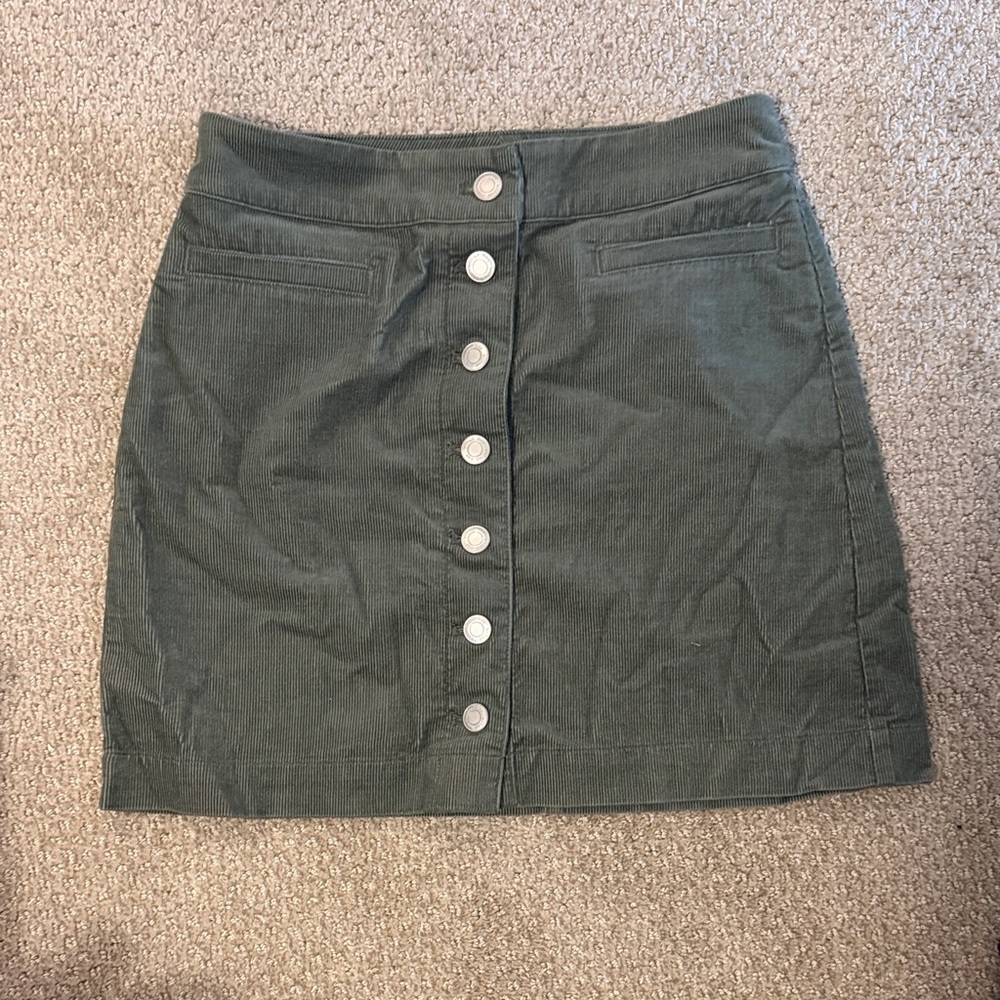 Wilfred Olive Green Corduroy Button-Front Mini Skirt